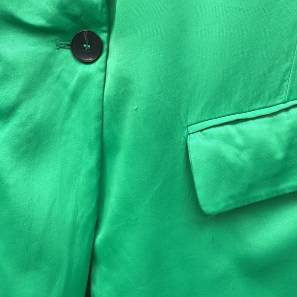 Zara Satin Effect Straight Cut Single Breasted Boyfriend Blazer Kelly Green Med - Picture 7 of 12